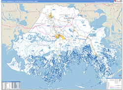 Houma-Thibodaux Metro Area Wall Map Basic Style 2026